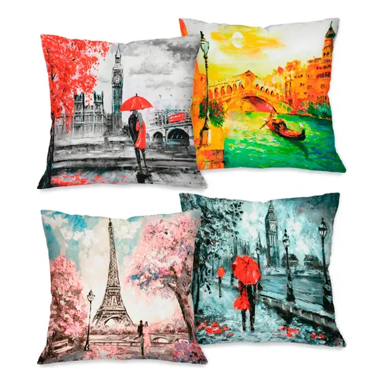 Kit Com 4 Capas Para Almofadas Decorativas Exterior