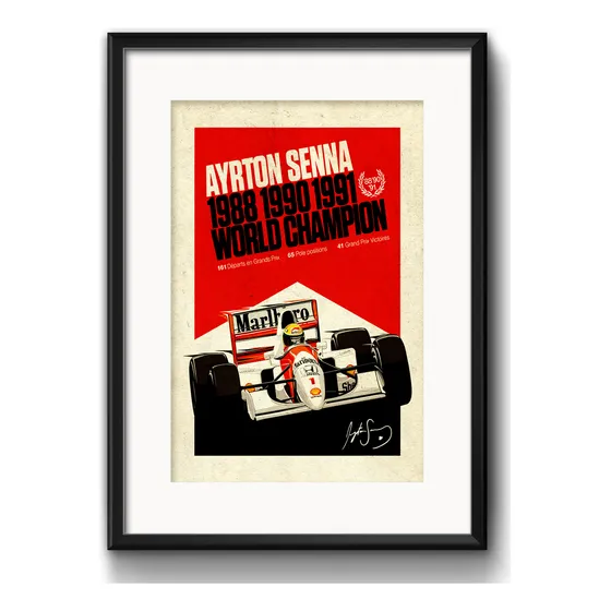 Cuadro Ayrton Senna Formula 1 Carrera Auto Brs2 Con Paspartu