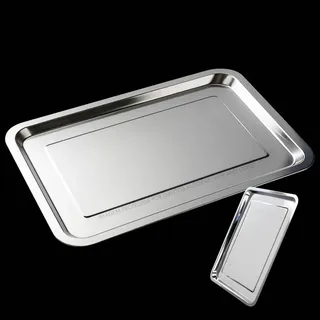 Ke Home Bandeja Aço Inox Retangular Rasa 40x30 Restaurante