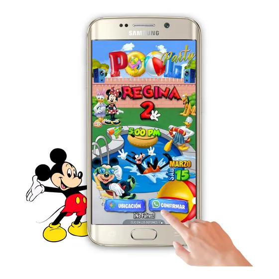 Invitación Interactiva Botones Mickey Mouse Y Minnie Mouse