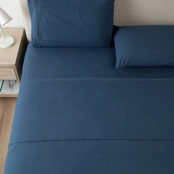Sabana 1800 Hotel Ultra Suave + Funda Bordada Medidas King - Azul Marino Liso King | MercadoLibre