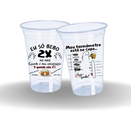 Copo Descartável 500ml Com Frase Aniversário Festa 50 Unid.