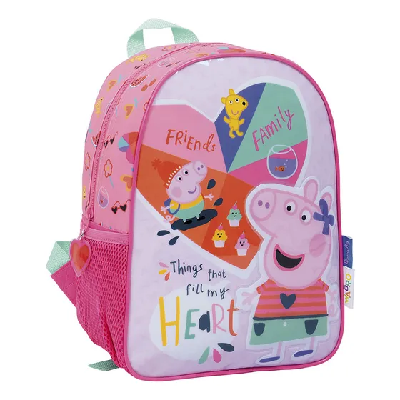 Peppa Pig Mochila 12 Espalda Corazon Fucsia