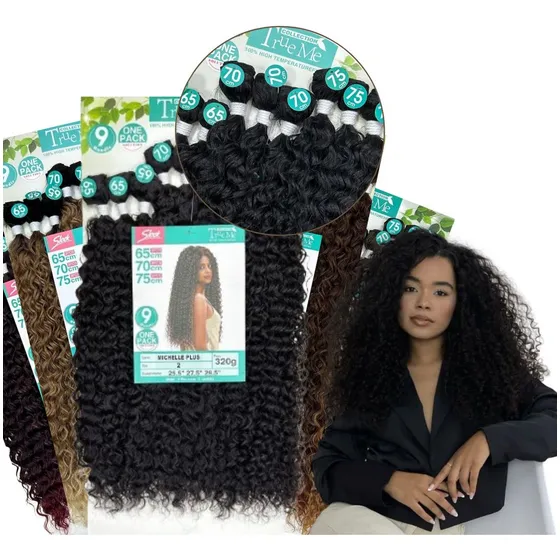Cabelo Cacheado 75cm Bio Vegetal Michelle Plus Sleek Trueme Cor Preto