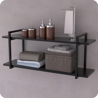 Prateleira Estilo Industrial Banheiro Parede Gnd Pp 120cm Cor Preto Prateleira Estilo Industrial Banheiro Parede Gnd Pp 120cm Cor Preto