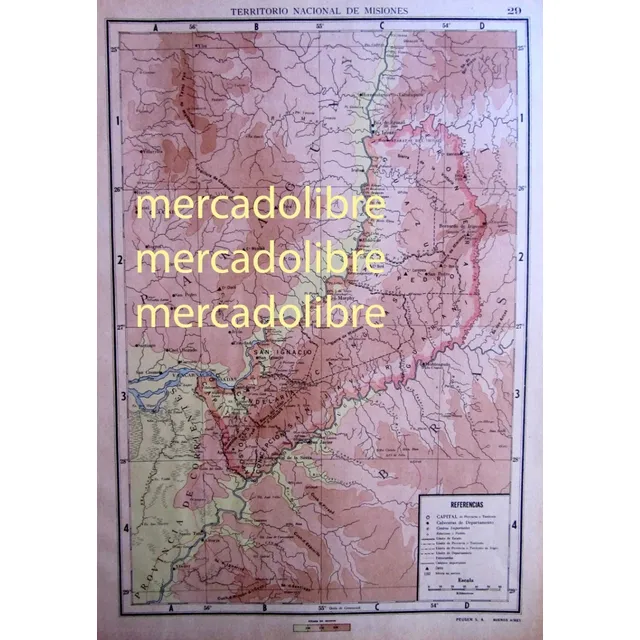 1939 Mapa Misiones Ferrocarriles Estaciones Limites Litigio