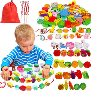 Juguetes Montessori Niños 42 Pcs Juguete De Enhebrar Cuentas Juguetes Montessori Niños 42 Pcs Juguete De Enhebrar Cuentas