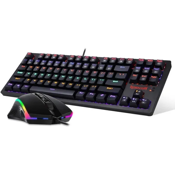 Teclado 60% Y Mouse Redragon S113 Gaming Mecanico Rgb 