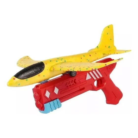 Avión Desarmable De Goma Con Lanzador Tipo Pistola Y Luz Led