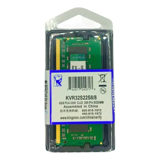 Kingston ValueRAM KVR32S22S8/8 Memoria RAM color verde 8GB 3.2GHz