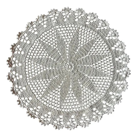 Toalhinha Mesa Crochê Barbante Redonda Cru 0,40cm Diâmetro