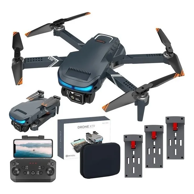 Mini drone axnen 4K XT9 dual cámara HD 2.4GHz 3 baterías gris oscuro