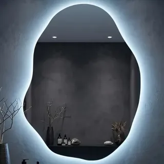 Brillare Espelho Led Orgânico Frio Grande Luxo Moderno Lapidado Parede Banheiro D