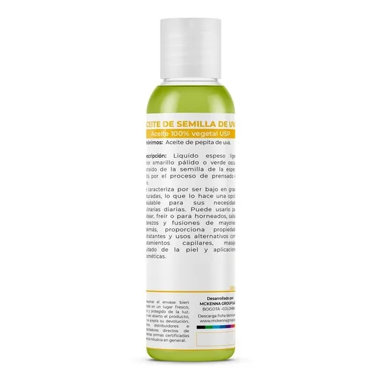 Aceite De Semilla De Uva Grado Alimenticio 120 Ml