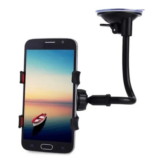 Soporte Celular Gps Auto Brazo Largo Pinza Doble Con Ventosa