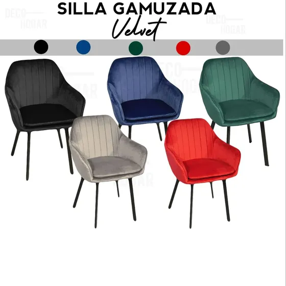 Silla Comedor Poltrona Velved Gamuza Moderna Spa Cafetería