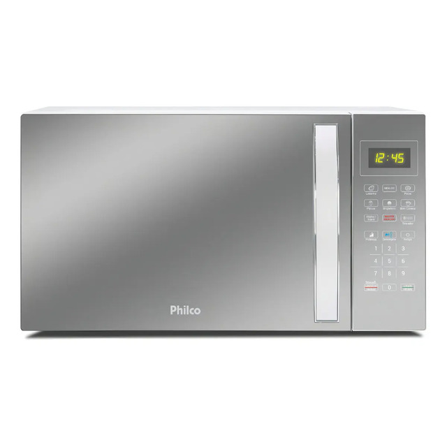 Micro-ondas Philco 28l Limpa Fácil Pmo30e 1100w Prateado Com Branco 220v