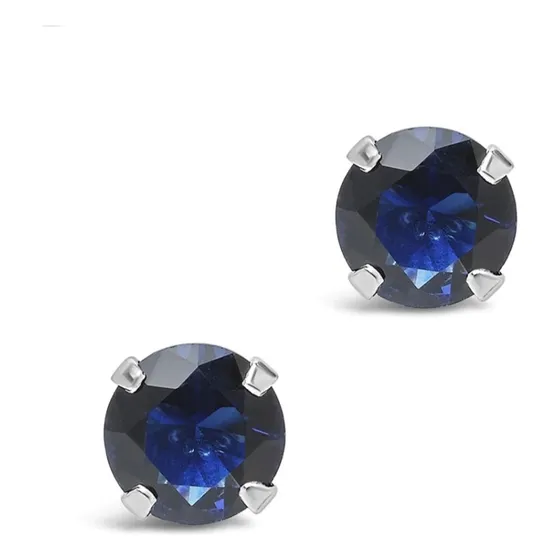 Aros Brillante Diamante Cubic Zafiro Azul 4 Mm Plata 925