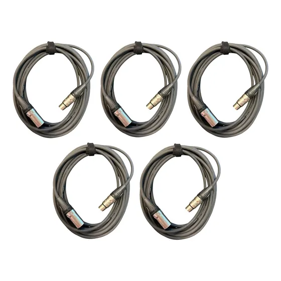 Kit 5 Cabo Balanceado Microfone Dmx Wireconex 5 Metros Xlr