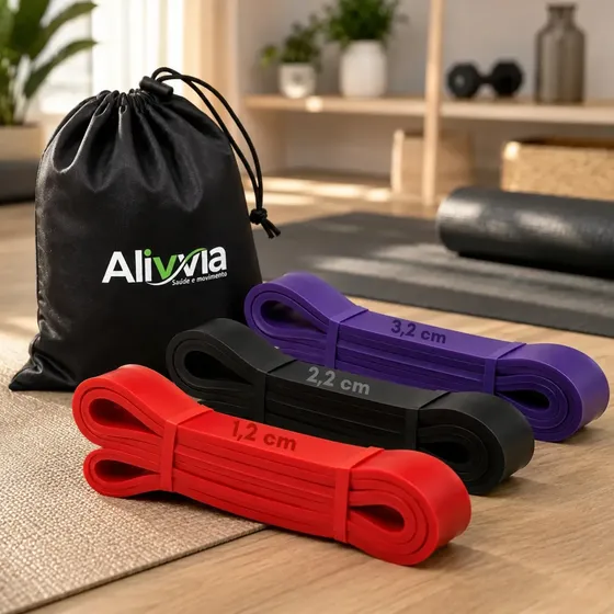 Kit Super Band 3 Intensidades Piva Store - Elástico Extensores Borracha Leve