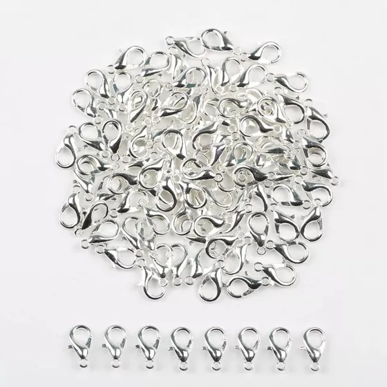 Fecho Lagosta Para Bijuterias - Prata - 10mm - 100pçs