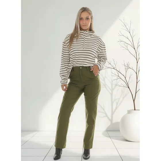 Pantalón Cargo De Bengalina Agustina Mujer . .