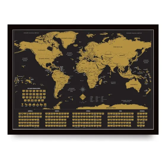 Mapa Raspadinha Com Bandeiras Países Original Com Moldura
