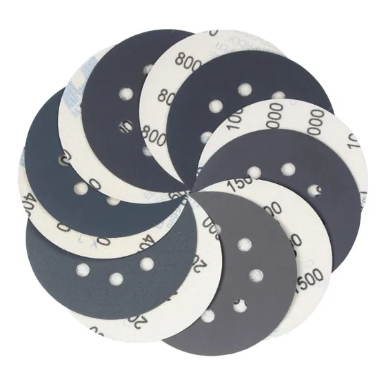 Disco De Lija Para Lijadora 5pLG 8 Huecos Grano Fino Pack 12