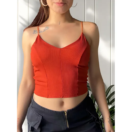 Top Mujer Musculosa Escote En V Estilo Quer