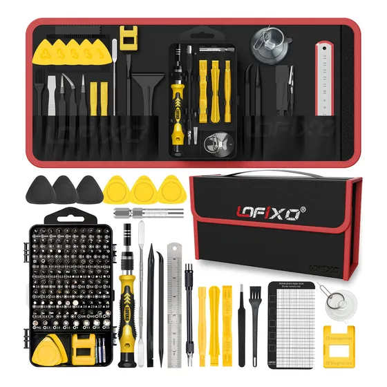 LOFIXO Destornillador Pentalobe Triwing Plano para iPhone/MacBook Laptop Celulares Juego de Desarmadores Reparación 152 pc Kit Electrónnica compatible con Torx T6 T8 T10 con hueco para xbox Ps4 Switch