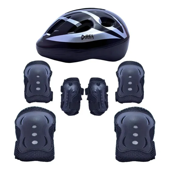 Kit Super Radical Proteção Infantil Completo 3 Cores Tam. M Cor Preto