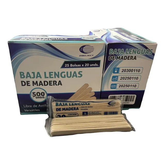 Bajalenguas De Madera Caja X 25 Bolsas De 20 Unds