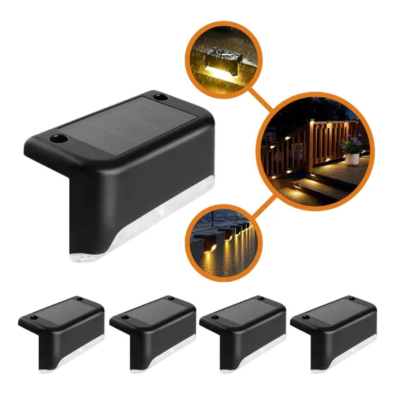 Luz Led Solar Exterior Escalera Calida Decoracion 4 Unidades