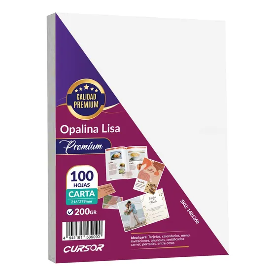 Opalina Lisa Extra Blanca Premium 200g Carta 100h Color Blanco