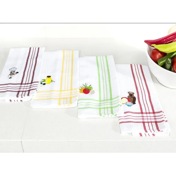 Set Paño 2 Piezas Cocina Doral Bordado 100% Algodón