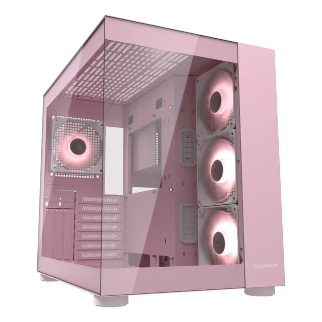 Gabinete Gamer Cougar Fv150 Rgb Pink 4 Ventiladores Argb Color Negro