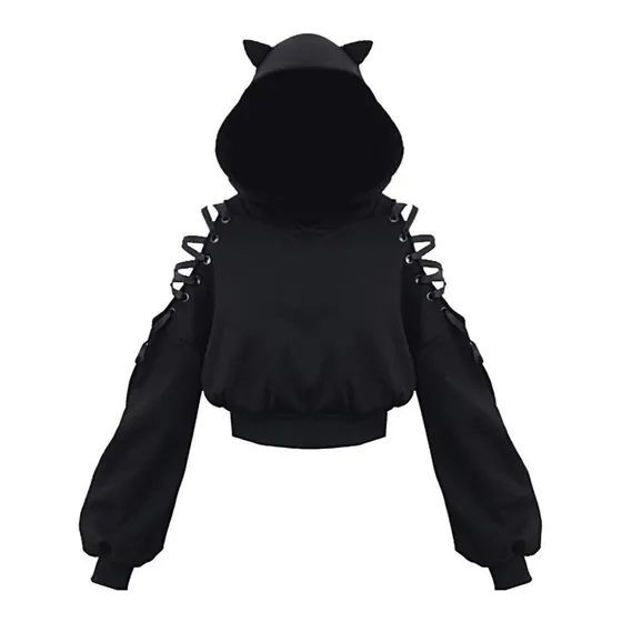 I Sudadera Con Capucha De Orejas De Gato Para Mujer, Manga L