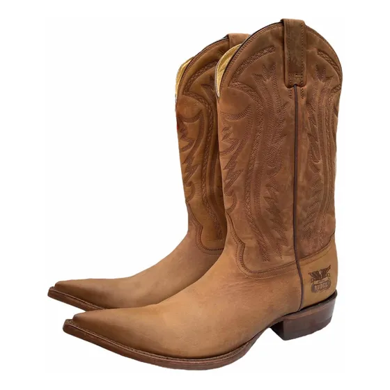 Bota Vaquera Caballero 100% Piel Crazy Café Puntal 031 Rudel