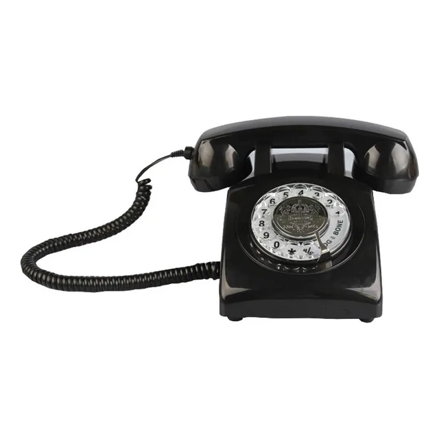 / Telefones Nostalgia Retro Com Fio Rotanti Real, Preto