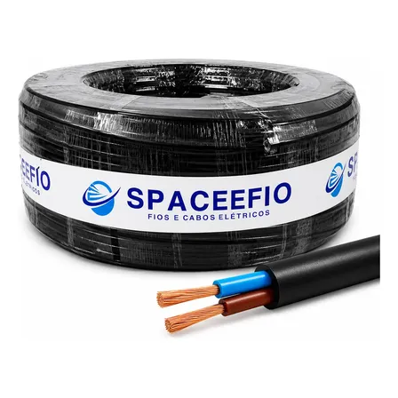 Cabo Pp 2x2 5mm Rolo 100m Elétrico Preto
