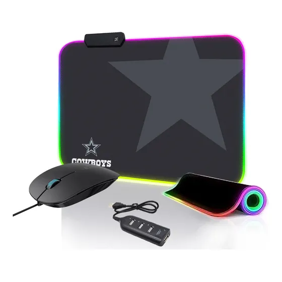 3en1 Mouse Pad Con Luces Lucesadaptador Teclado Gomas Gamer