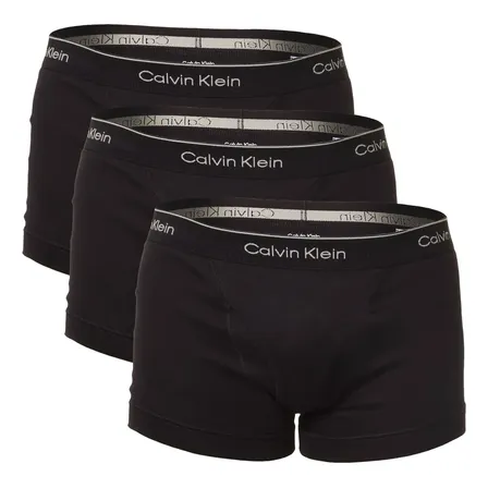 Kit 3 Cuecas Boxer Masculina Trunk Cotton Rib Calvin Klein Preto Liso G