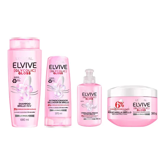 Pack Loreal Sham 680ml Y Aco 370ml + Cpp + Mascara Glycolic