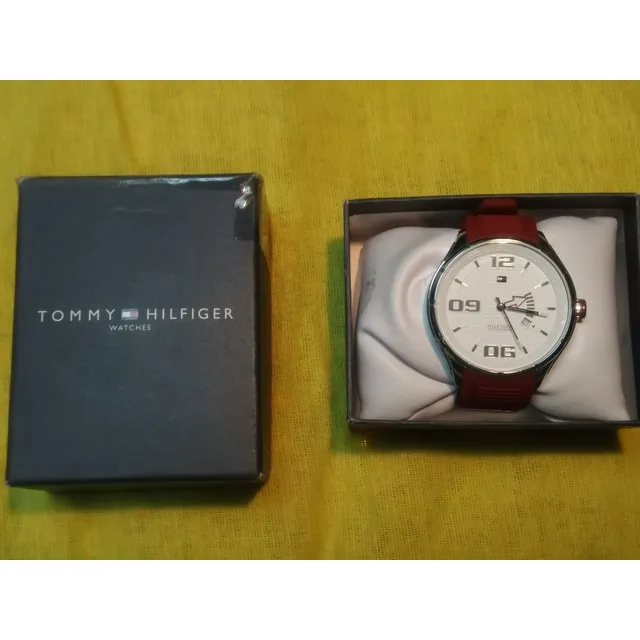 Tommy Hilfiger Men's Watch White Red Rubber 1790804