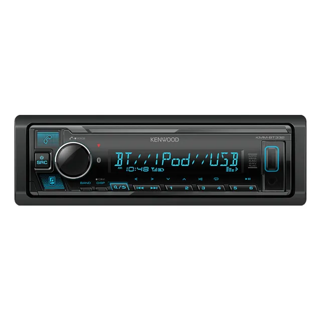 Autoestéreo receptor de medios Kenwood KMM-BT332U 1 DIN Amazon Alexa bluetooth USB auxiliar radio AM FM MP3 cara desmontable color negro