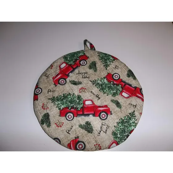 Agarradera Navideña Camion Rojo Hecho Mano Resistente Al 9 
