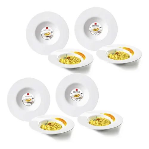 Jogo C/ 4 Pratos Fundo Grangusto P/ Risoto Bormioli Rocco Cor Branco