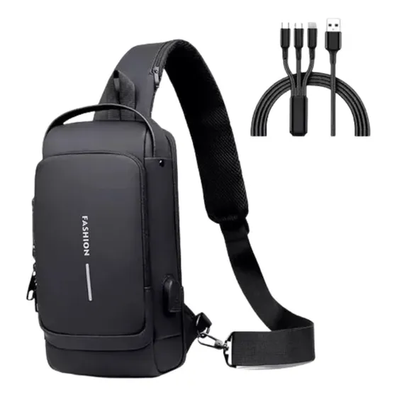Mochila Bolso Antirrobo De Pecho Con Puerto Usb Impermeable