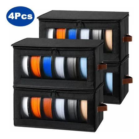 Pacote Com 4 Caixas De Armazenamento De Filamentos Preto