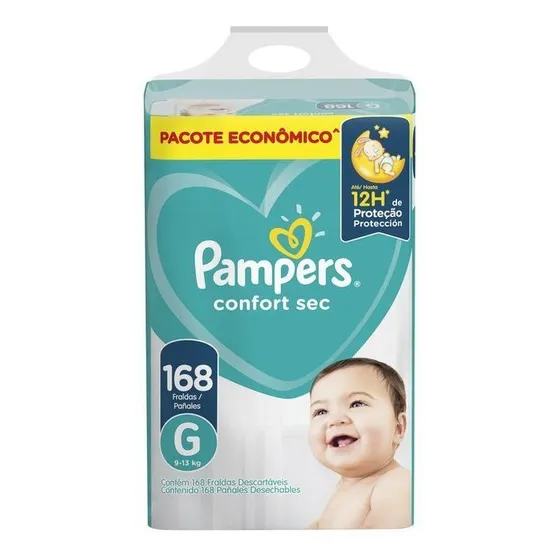 Fralda Pampers Confort Sec ,tamanho G/ 168 Unidades Gênero Sem Gênero Tamanho G